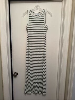 Ann Taylor Striped Sleeveless Maxi Dress in White and Green